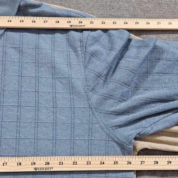 Van Heusen Polo Shirt Men XXL Lot of 2 Blue Beige LS Button Knit Normcore Casual - Picture 7 of 16